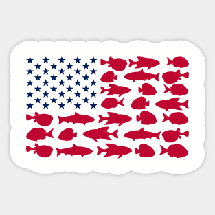 American Flag Made of Fish Angler Life Sticker